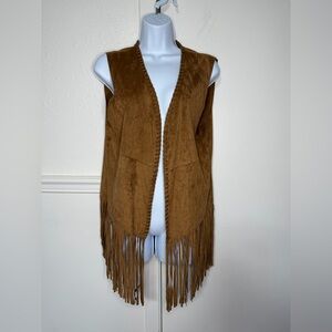 Back in the Saddle Tan Fringe Vest size L